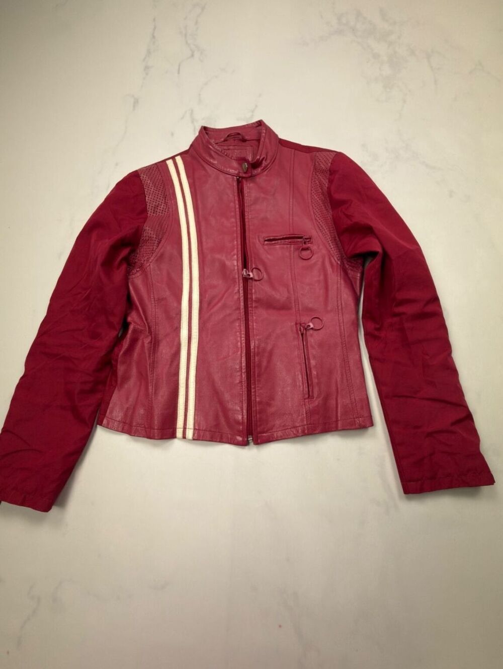 Aldo Red Jacket Burgundy VTG 90s Edgy Fitted - Womens L
